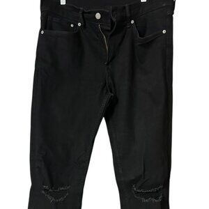 Men's H&M Skinny Cropped Black Denim Jeans-Size 34x32-Distressed-5 Pocket